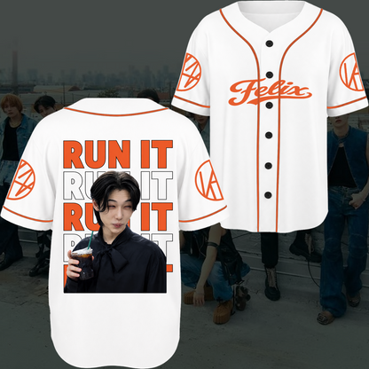 Stray Kids Dynamic Meme Run It Concept Baseball Jersey STAY Aesthetic Humor Gifts For Fans