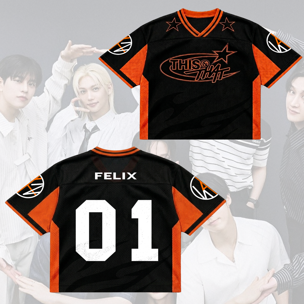 Retro Stray Kids This That Mixed Mesh Jersey Run It Tour Geschenk für Fans