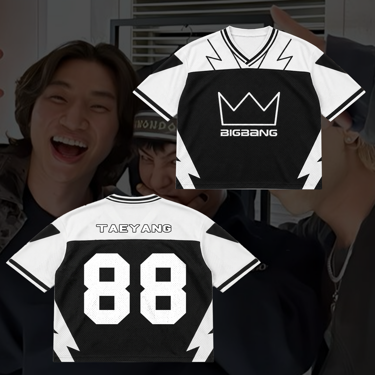 Retro BIGBANG Crown Mixed Mesh Jersey Cosmos Concert Outfit Perfect Gift for Fans