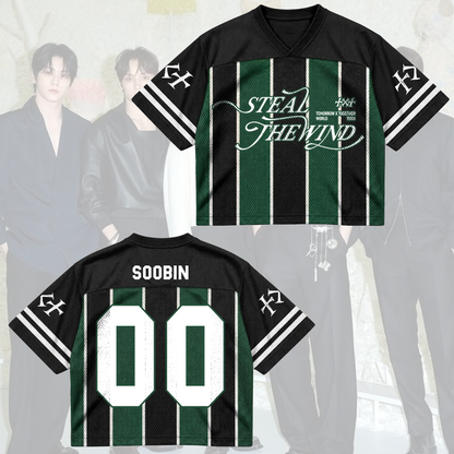 TXT Steal The Wind Tour Pinstripe Blokecore Mixed Mesh Jersey For MOA Fans