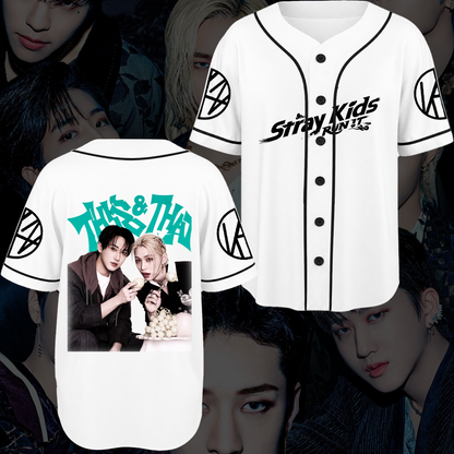 Handsome Stray Kids Baseball Jersey Run It Tour White Varsity Fan Gifts