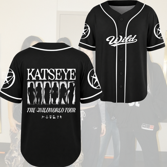 KATSEYE The Wildworld Tour Silhouette Baseball Jersey Streetwear Merch Gift For Fans