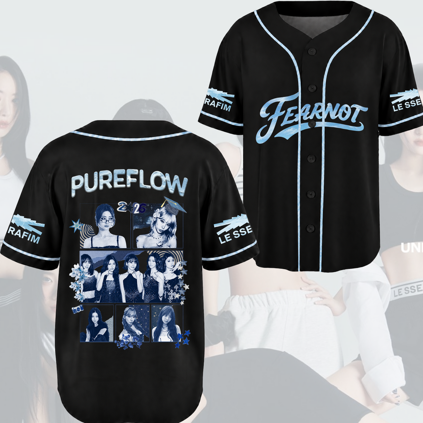 Liquid  Pureflow Le Sserafim World Tour Baseball Jersey Gift For Fans