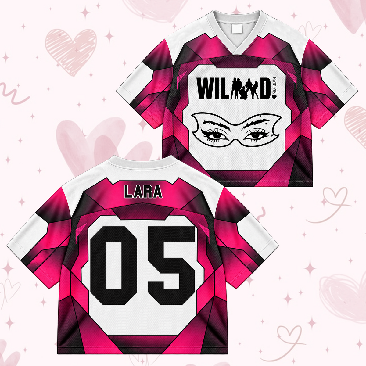 Katseye Wild Album The Wildworld Tour Mixed Mesh Jersey Pink Colorblock Sporty Shirt For EYEKONS Fans