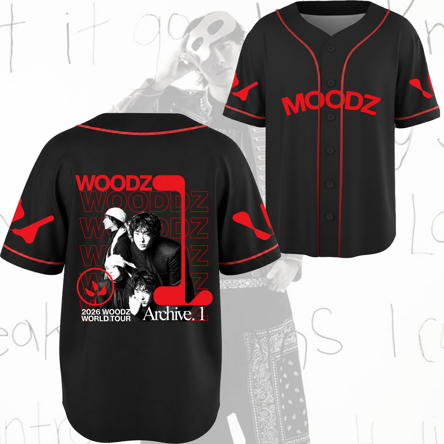 Moodz Woodz Archive 1 World Tour Baseball Jersey Fan Gifts