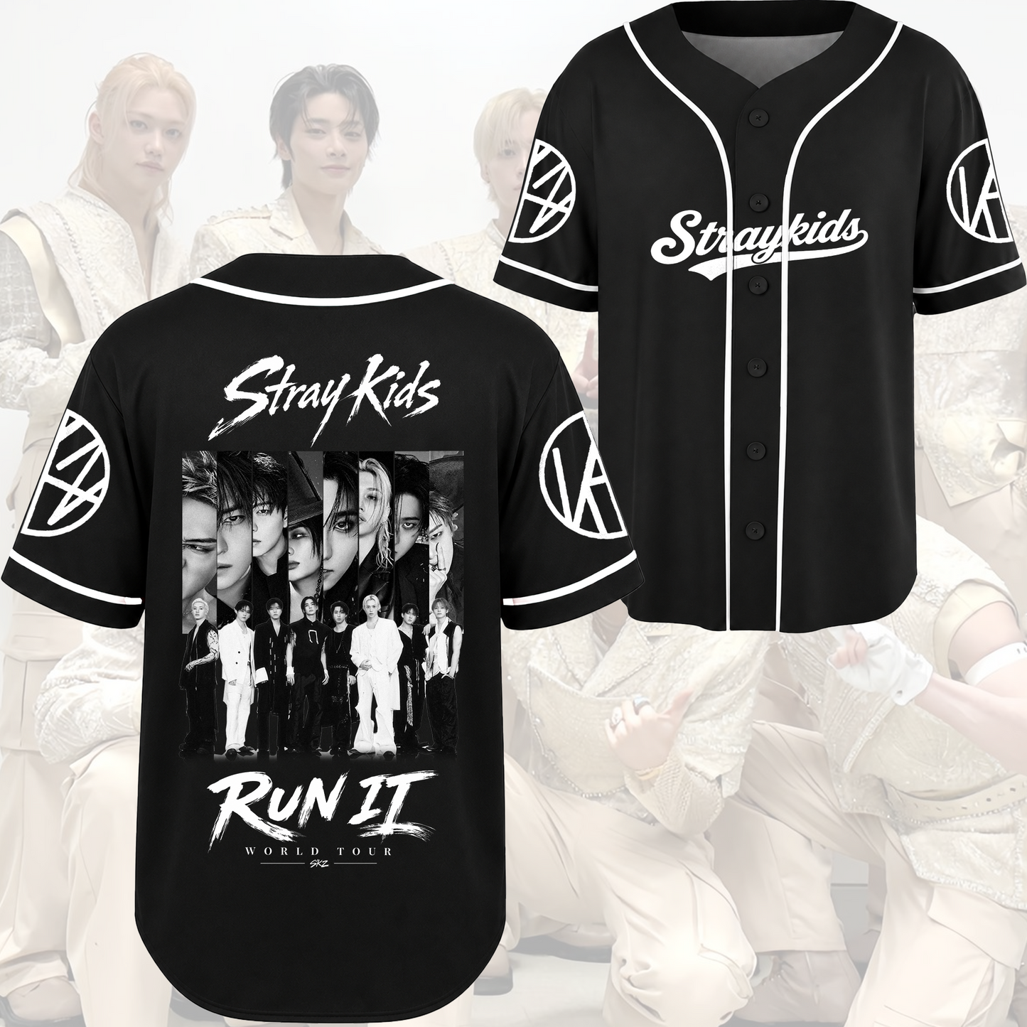Stray Kids Run It World Tour Baseball Jersey Vintage Rap Tee Style Gift For Fans