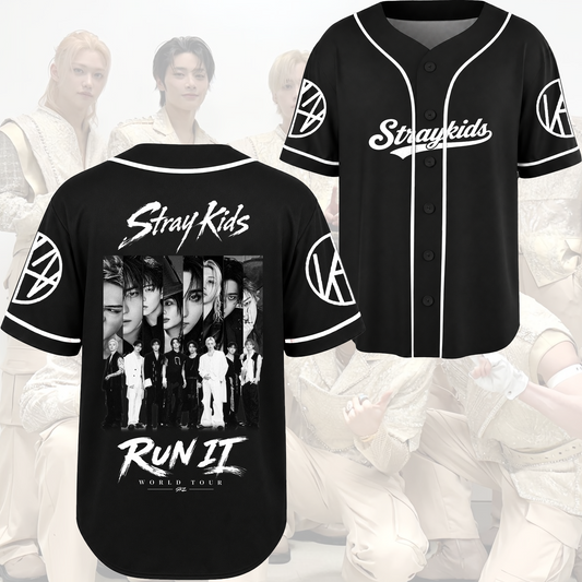 Stray Kids Run It World Tour Baseball Jersey Vintage Rap Tee Style Gift For Fans