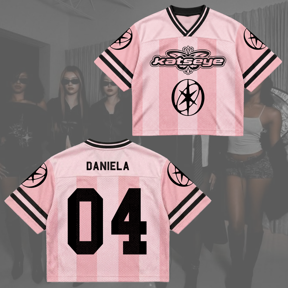 Captivating Katseye Pink Pop Mixed Mesh Jersey Concert Outfit Gift for Fans