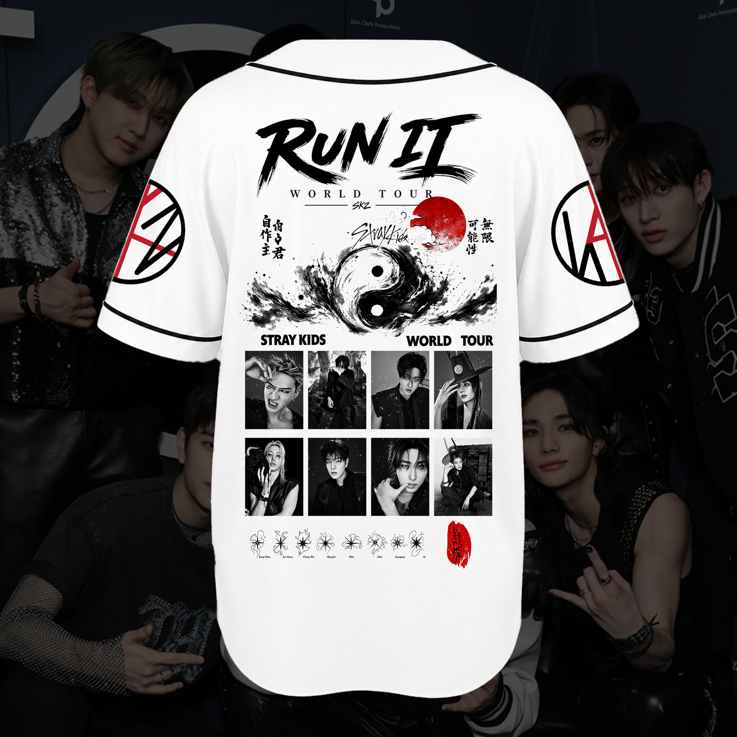 Anachronistic Stray kids Run It World Tour Baseball Jersey Fan Edition