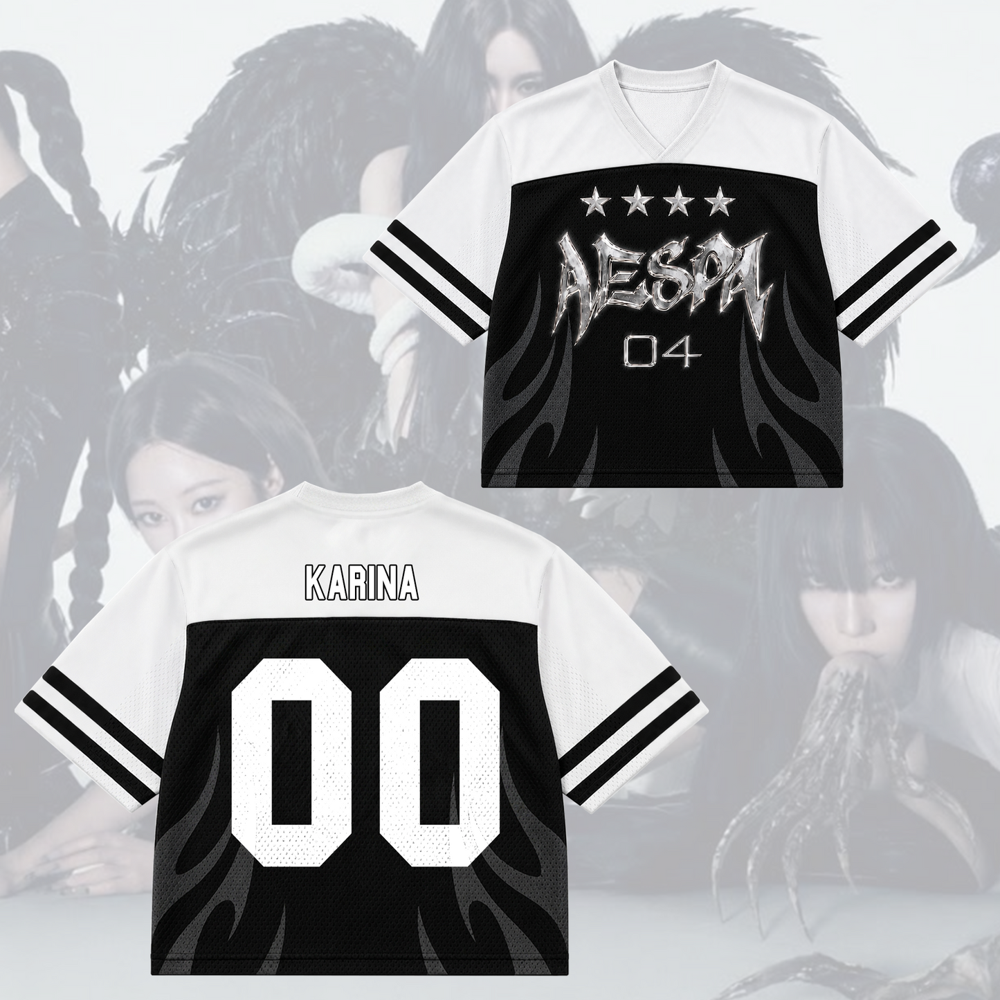 Monochromatic Aespa Synk Complexity Tour Mixed Mesh Jersey Fan Edition