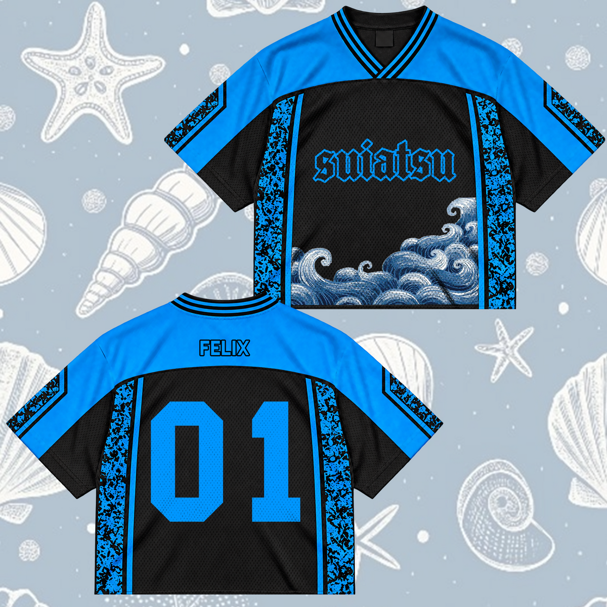 Electric Suiatsu Stray Kids Club Deep Ocean Mixed Mesh Jersey For Stay