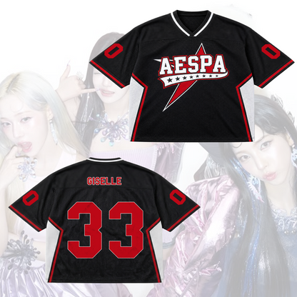 Electrifying Aespa Synk Complexity Tour Mixed Mesh Jersey Gift For Fans