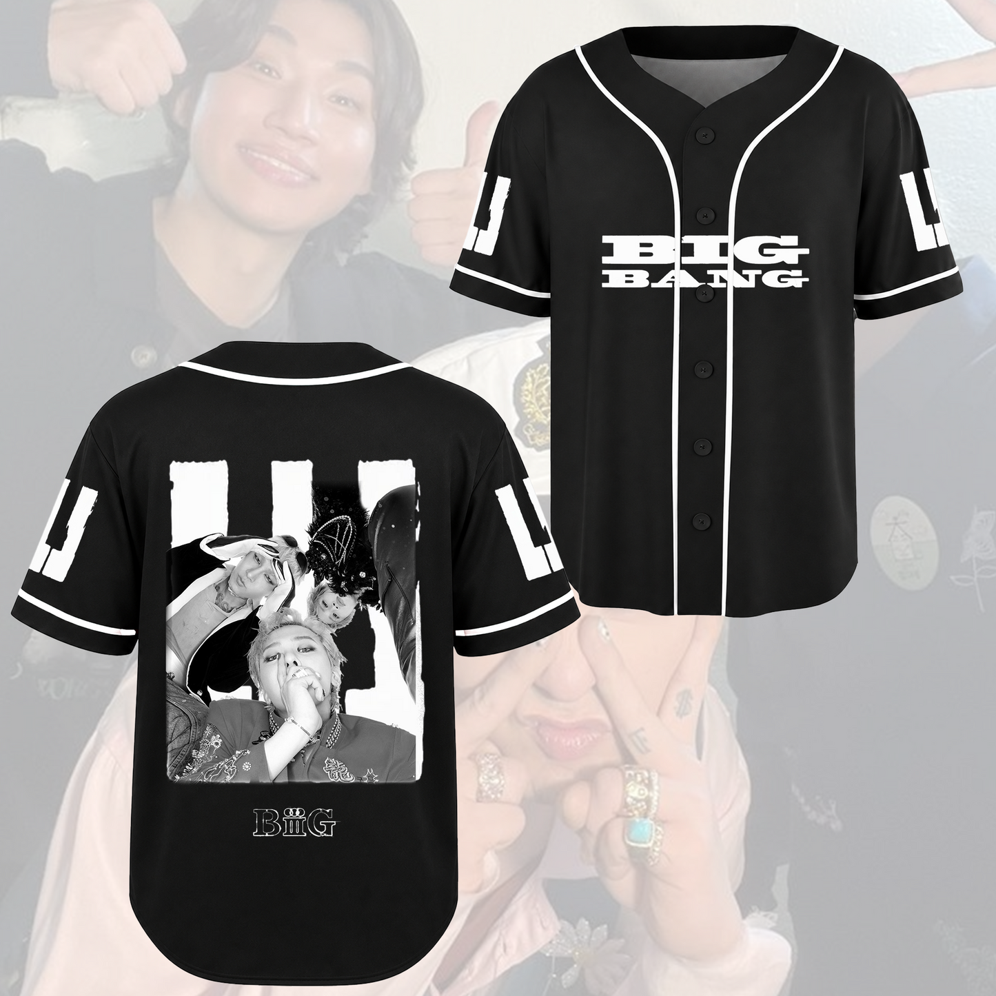 Retro BIGBANG Piano Style Baseball Jersey Biiig Cool Gift for Fans