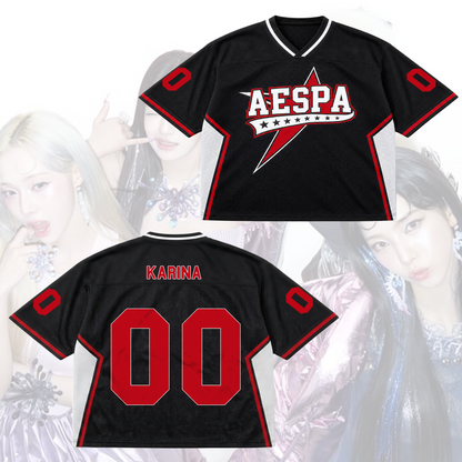 Electrifying Aespa Synk Complexity Tour Mixed Mesh Jersey Gift For Fans