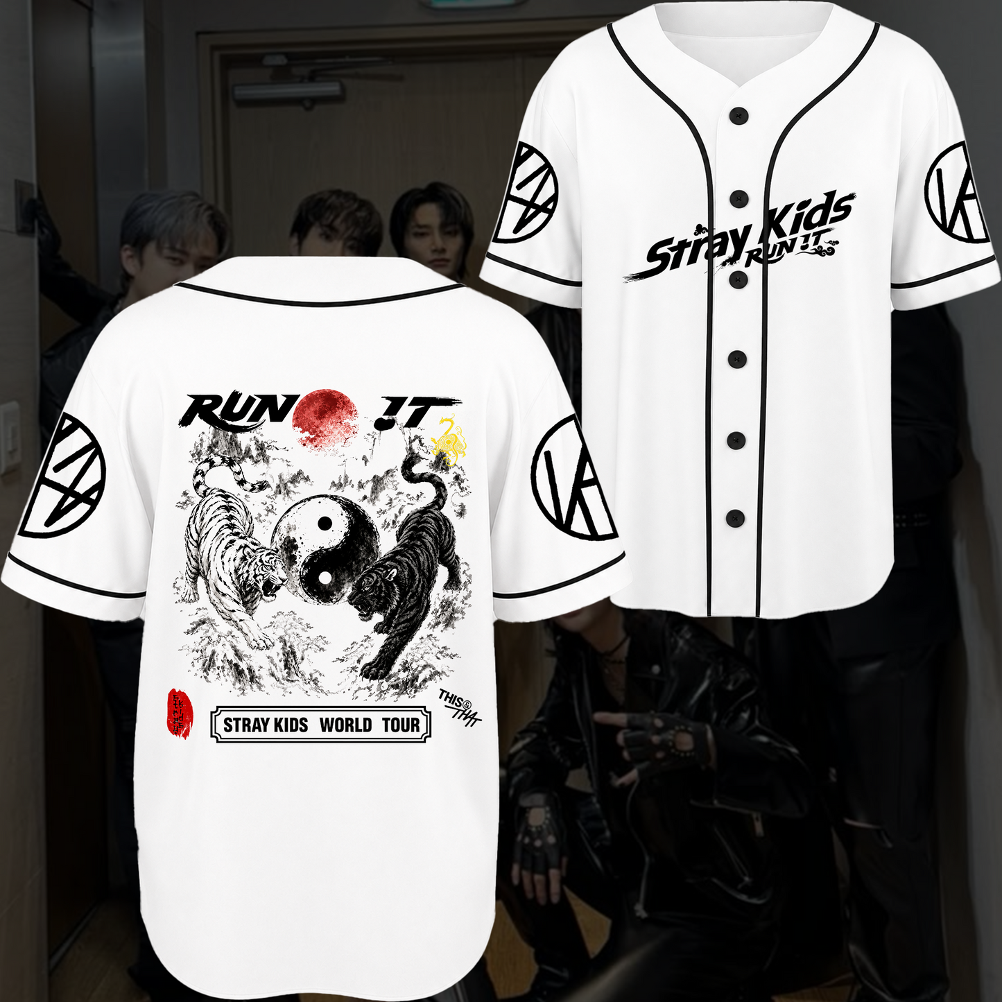 Stray Kids This & That Tiger Yin Yang Baseball Jersey Run It Tour Outfit Gift For Fans