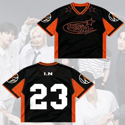 Retro Stray Kids This That Mixed Mesh Jersey Run It Tour Geschenk für Fans