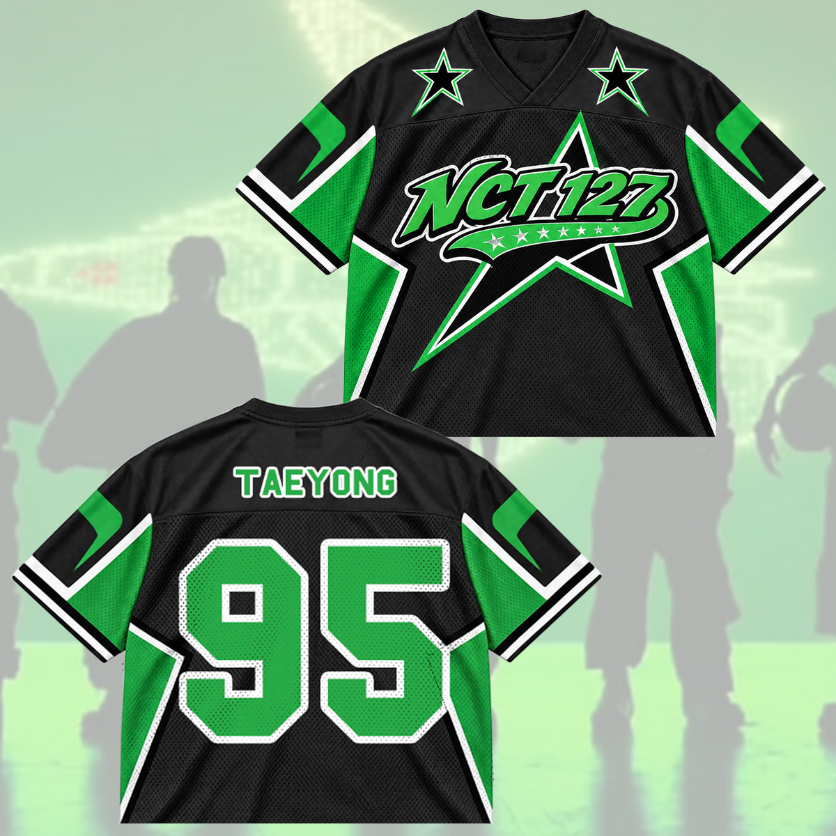 NCT 127 Neon Green Sporty Blokecore Mixed Mesh Jersey For NCTZEN