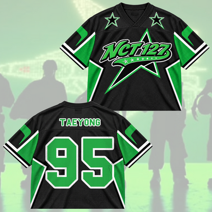 NCT 127 Neon Green Sporty Blokecore Mixed Mesh Jersey For NCTZEN