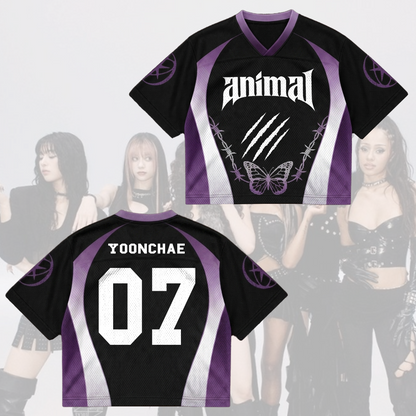 Edgy Purple Animal Katseye Mixed Mesh Jersey Gift For Eyekons