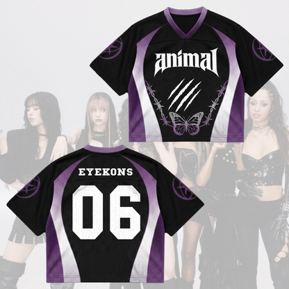 Edgy Purple Animal Katseye Mixed Mesh Jersey Gift For Eyekons