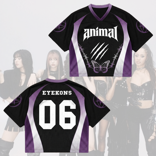 Edgy Purple Animal Katseye Mixed Mesh Jersey Gift For Eyekons