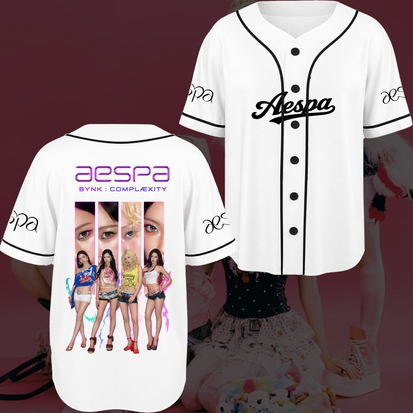 Futuristic Aespa Baseball Jersey Retro K-Pop Apparel Gift For My