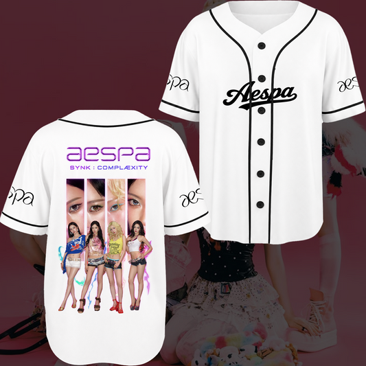 Futuristic Aespa Baseball Jersey Retro K-Pop Apparel Gift For My