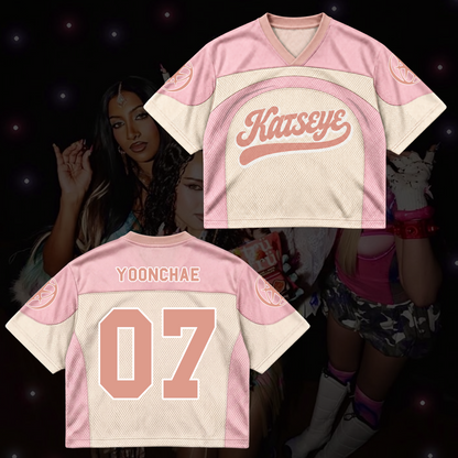 KATSEYE The Wildworld Tour Pink Mixed Mesh Jersey Gift To Fans