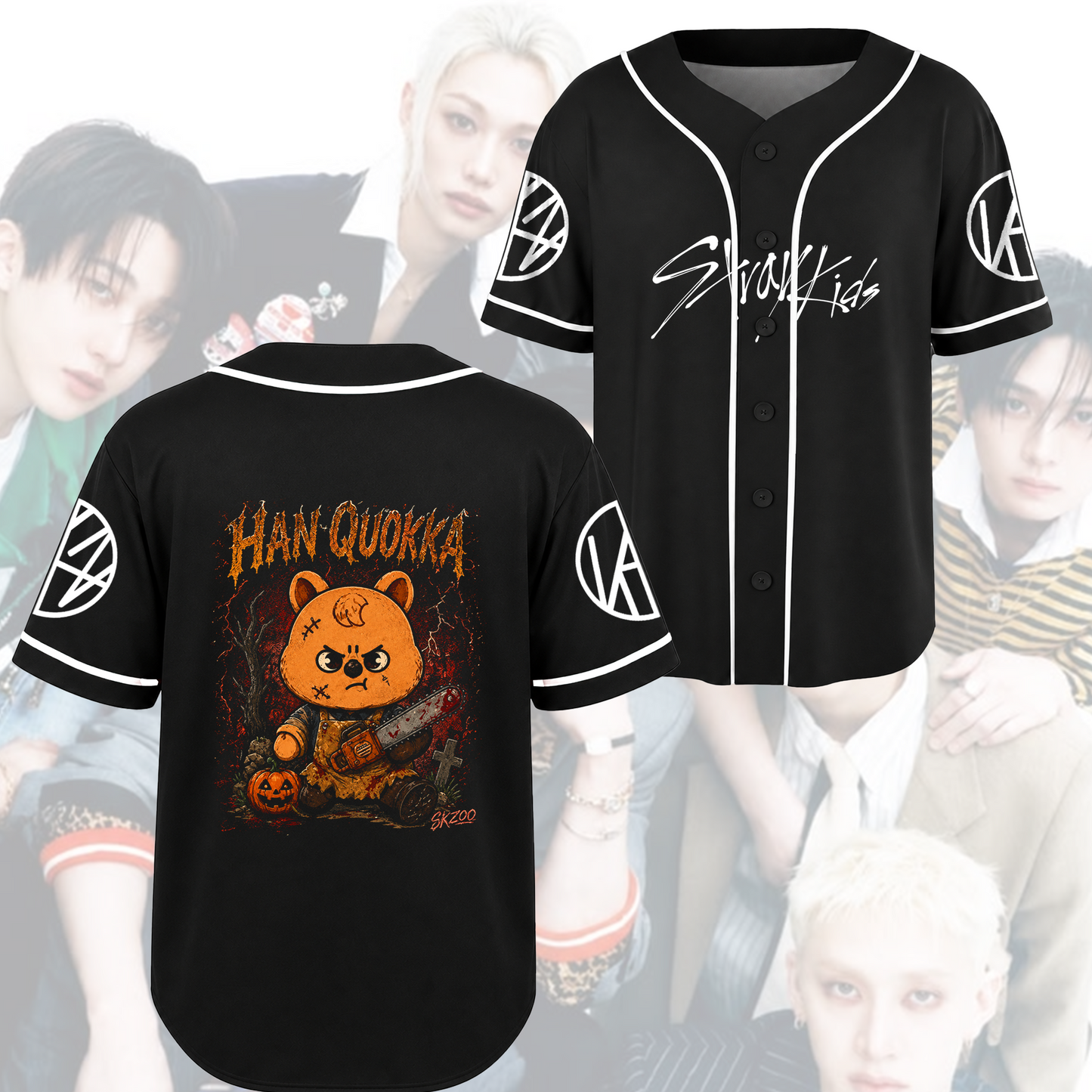 Chilling Stray Kids Halloween Baseball Jersey SKZOO Kpop Gift for Fans