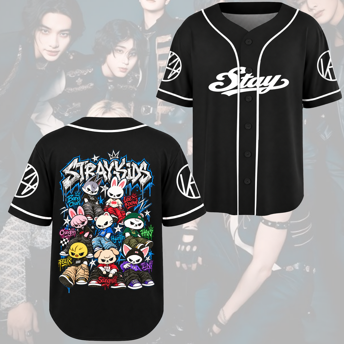 Evil Skzoo Stray Kids Hip Hop Baseball Jersey Gift for Fans