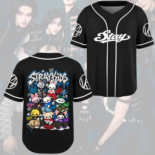 Evil Skzoo Stray Kids Hip Hop Baseball Jersey Gift for Fans