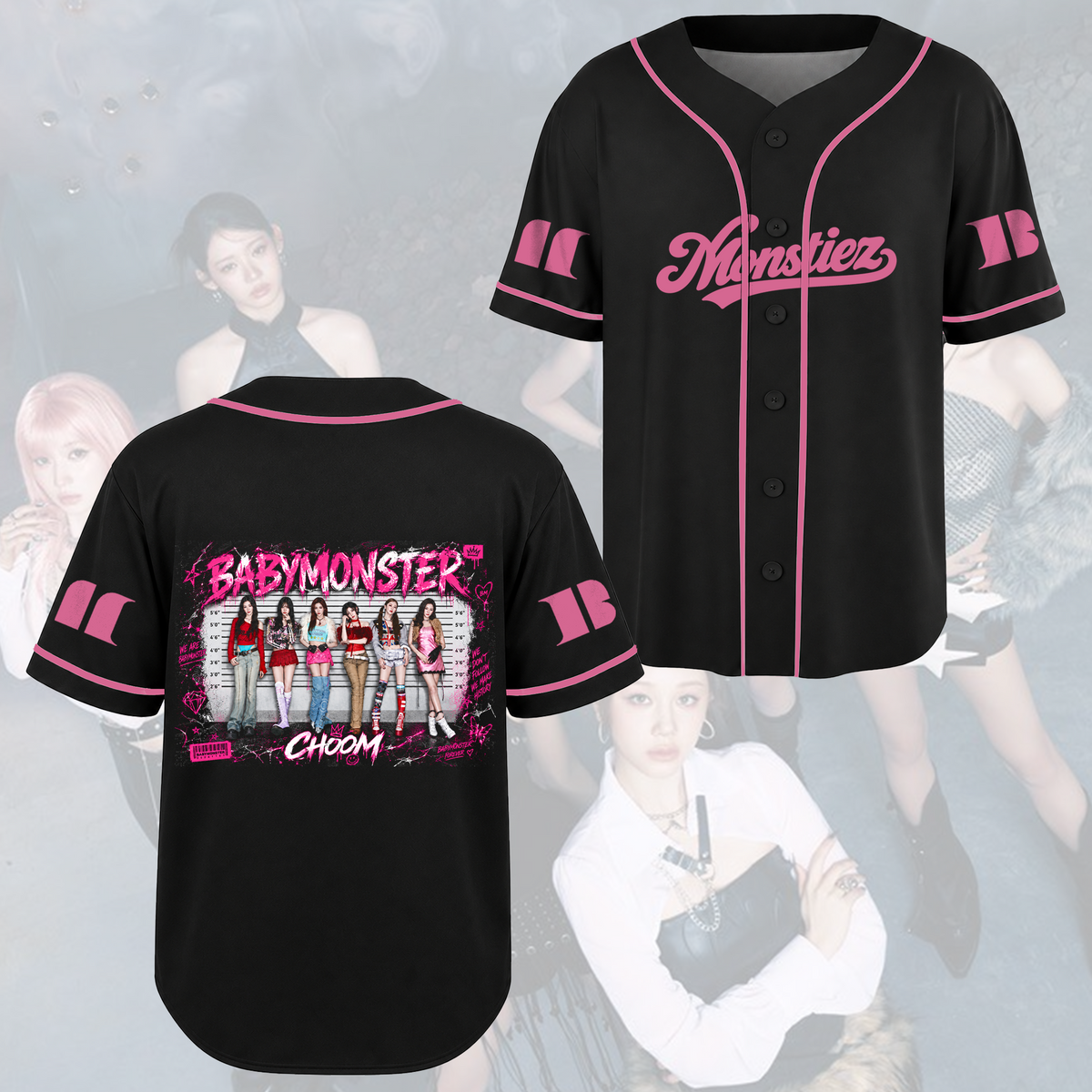 Fiery The Choom World Tour Babymonster PStreetwear Baseball Jersey Gift for Fans
