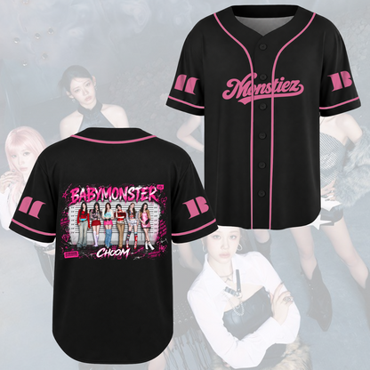 Fiery The Choom World Tour Babymonster PStreetwear Baseball Jersey Gift for Fans
