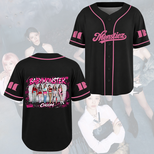 Fiery The Choom World Tour Babymonster PStreetwear Baseball Jersey Gift for Fans