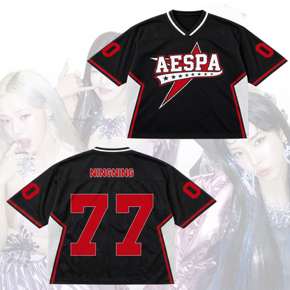 Electrifying Aespa Synk Complexity Tour Mixed Mesh Jersey Gift For Fans