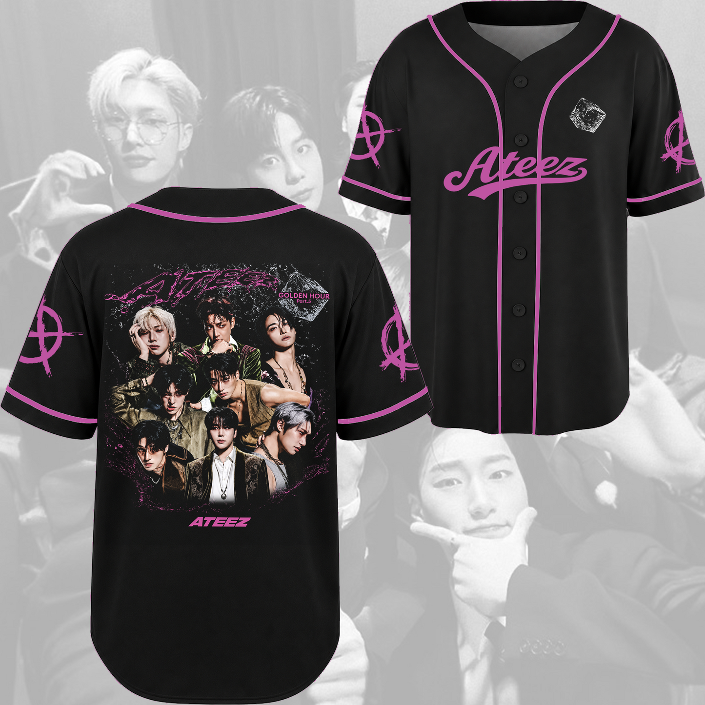 ATEEZ Golden Hour Part 5 Neon Pink Baseball Jersey Gift For Fans