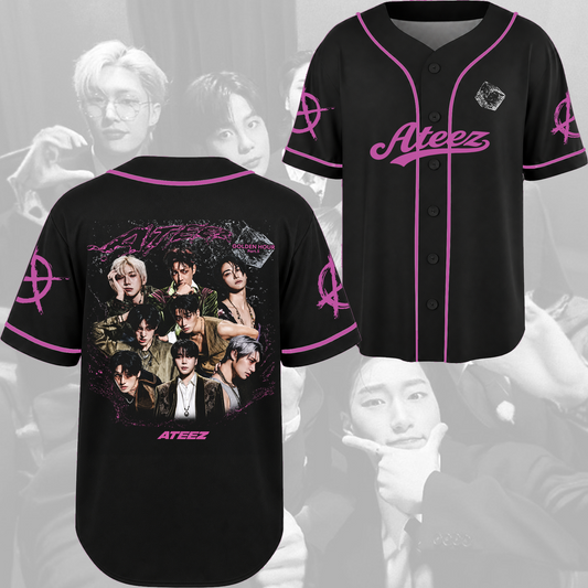 ATEEZ Golden Hour Part 5 Neon Pink Baseball Jersey Gift For Fans