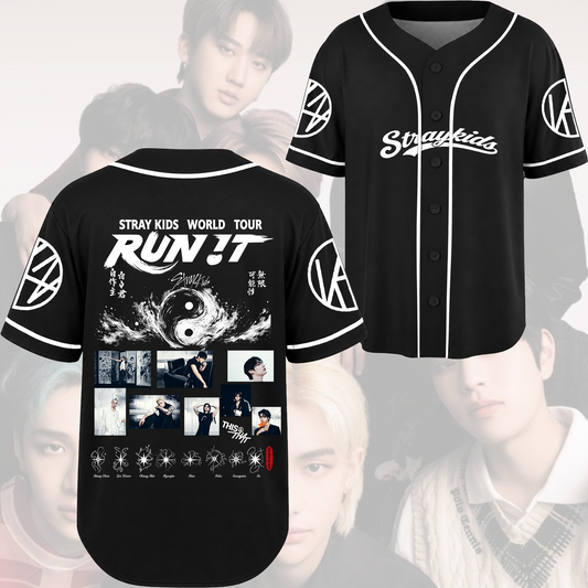 Stray Kids Run It Tour Symbol Star Baseball Jersey Stay Edition