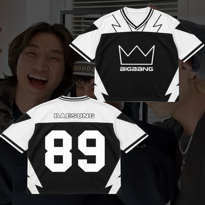 Retro BIGBANG Crown Mixed Mesh Jersey Cosmos Concert Outfit Perfect Gift for Fans