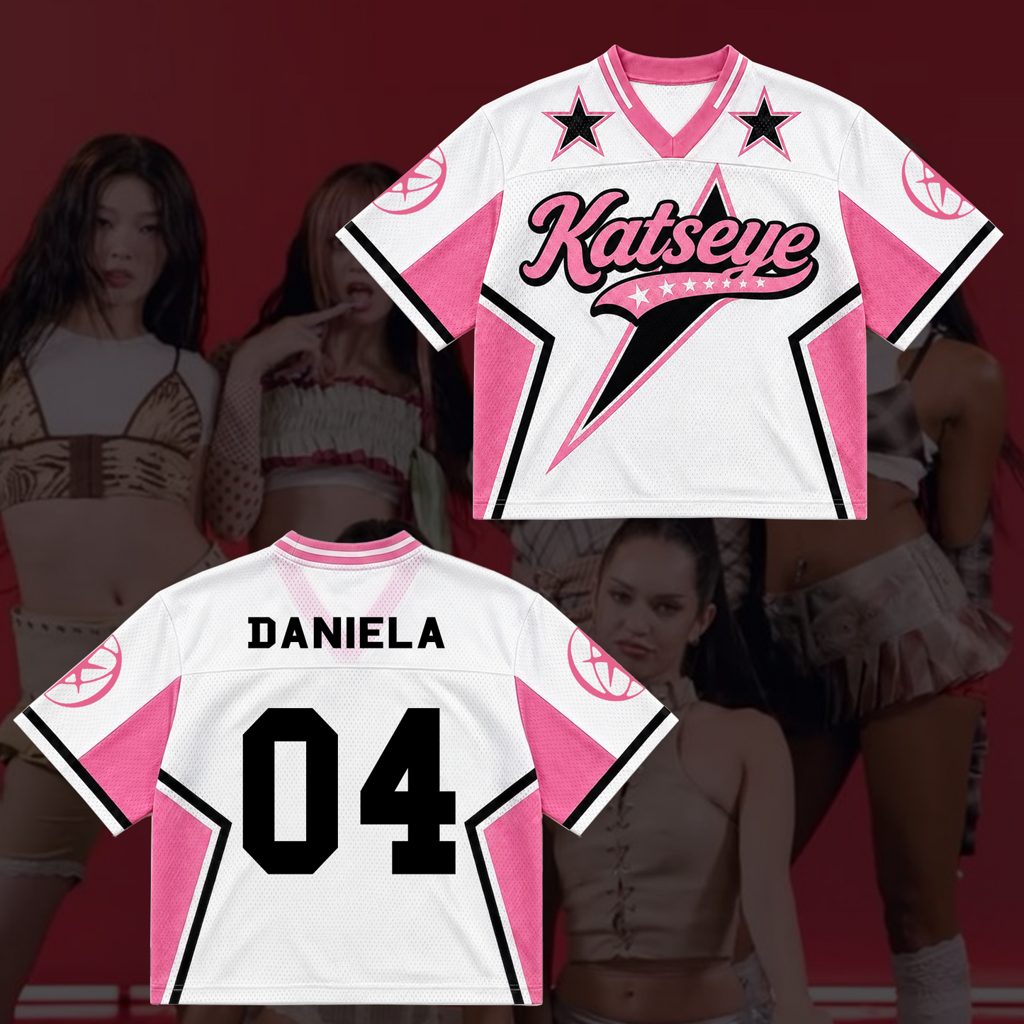 Sporty Chic Katseye Mixed Mesh Jersey Concert Outfit Gift For Eyekons