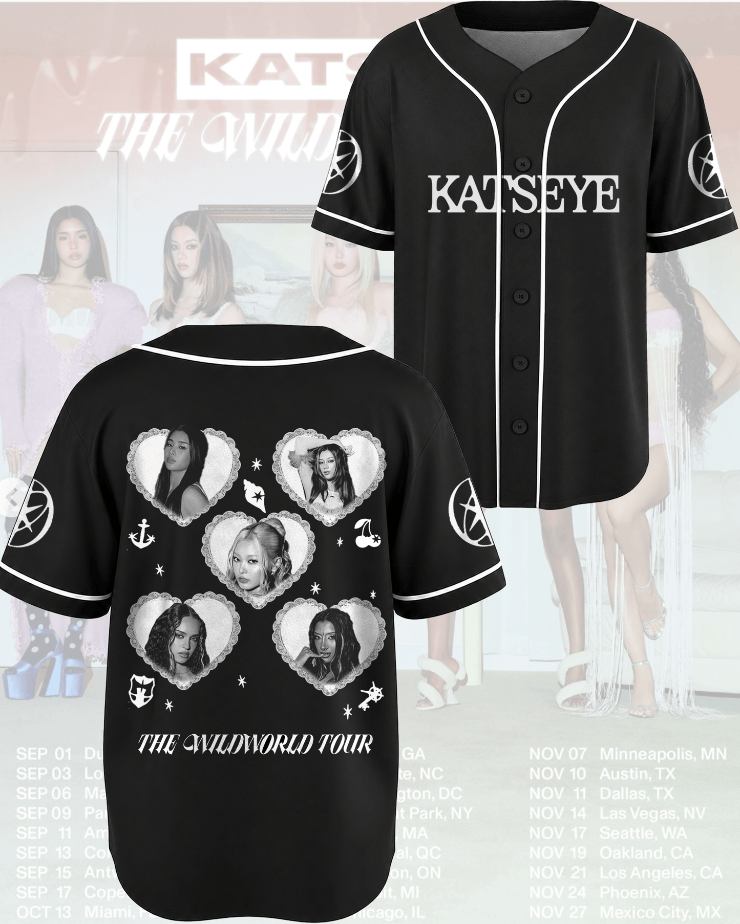 Geffen Wild Katseye The WildWorld Tour Baseball Jersey Fan Edition