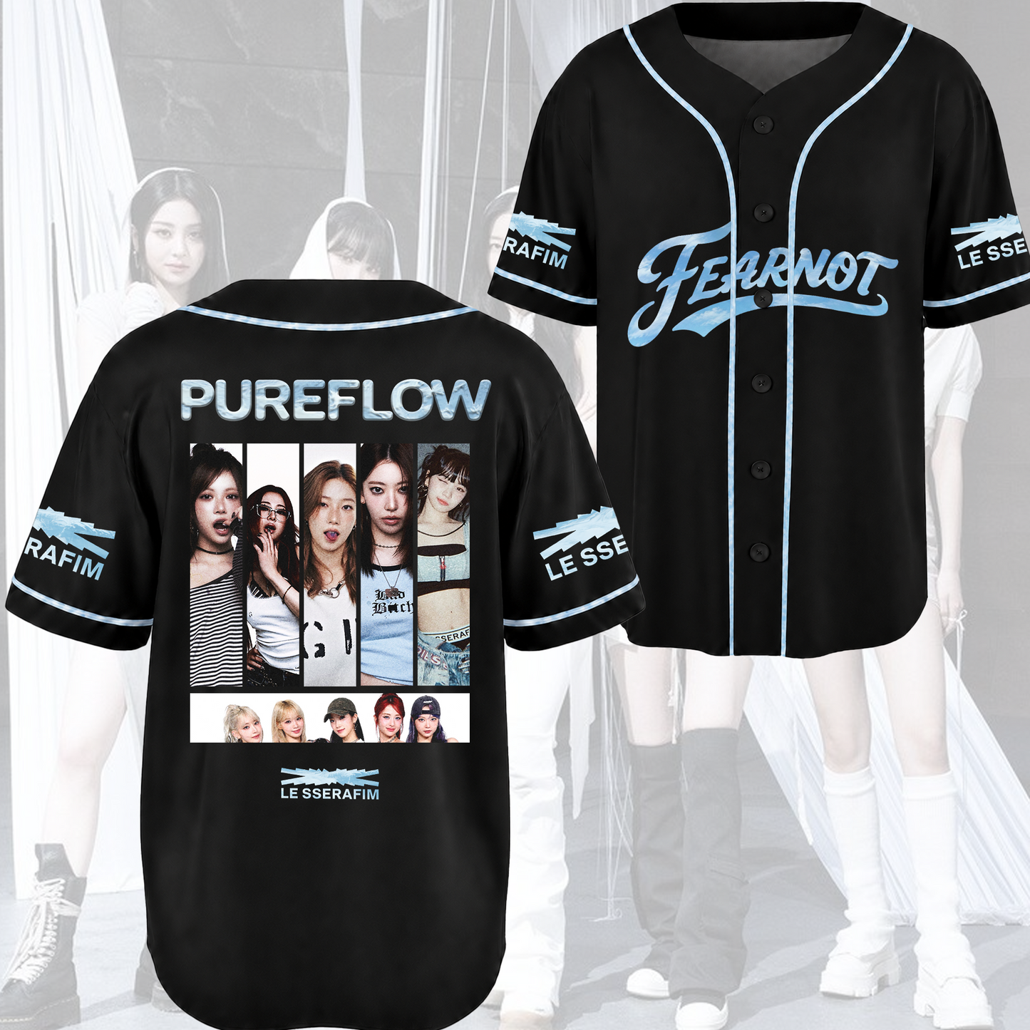 Fearnot Pureflow Le Sserafim World Tour Baseball Jersey Gift For Fans