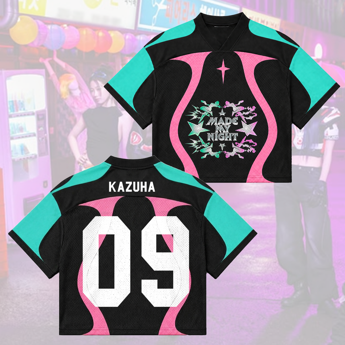 Explosive Le Sserafim Made My Night Heavy Metal Sporty Mixed Mesh Jersey Fanmerch