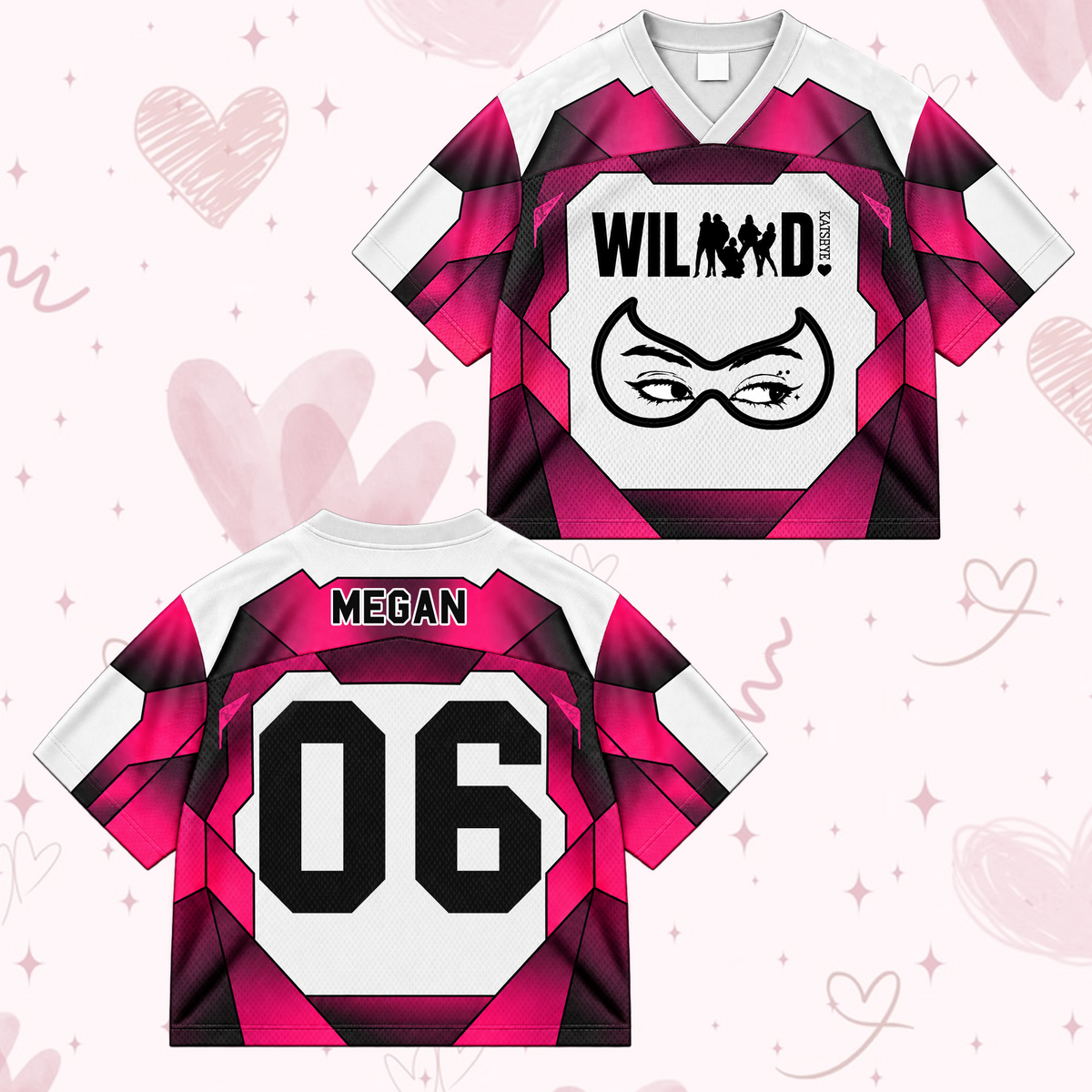 Katseye Wild Album The Wildworld Tour Mixed Mesh Jersey Pink Colorblock Sporty Shirt For EYEKONS Fans