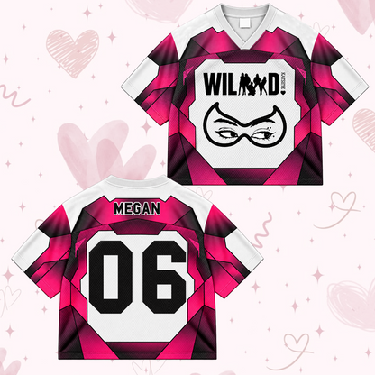Katseye Wild Album The Wildworld Tour Mixed Mesh Jersey Pink Colorblock Sporty Shirt For EYEKONS Fans