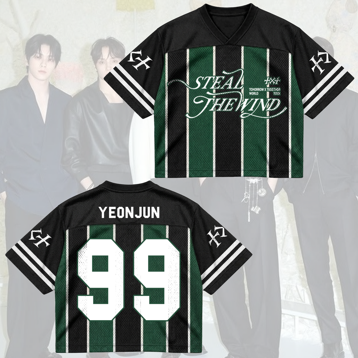 TXT Steal The Wind Tour Pinstripe Blokecore Mixed Mesh Jersey For MOA Fans
