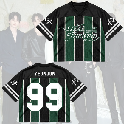 TXT Steal The Wind Tour Pinstripe Blokecore Mixed Mesh Jersey For MOA Fans