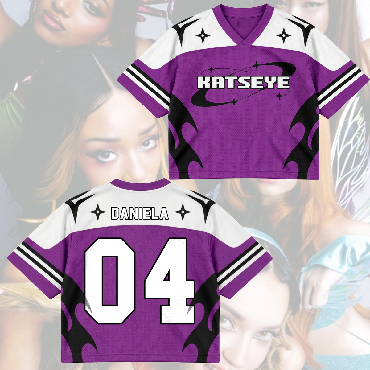 KATSEYE New Tour Tribal Purple Mixed Mesh Jersey Gift For Fans