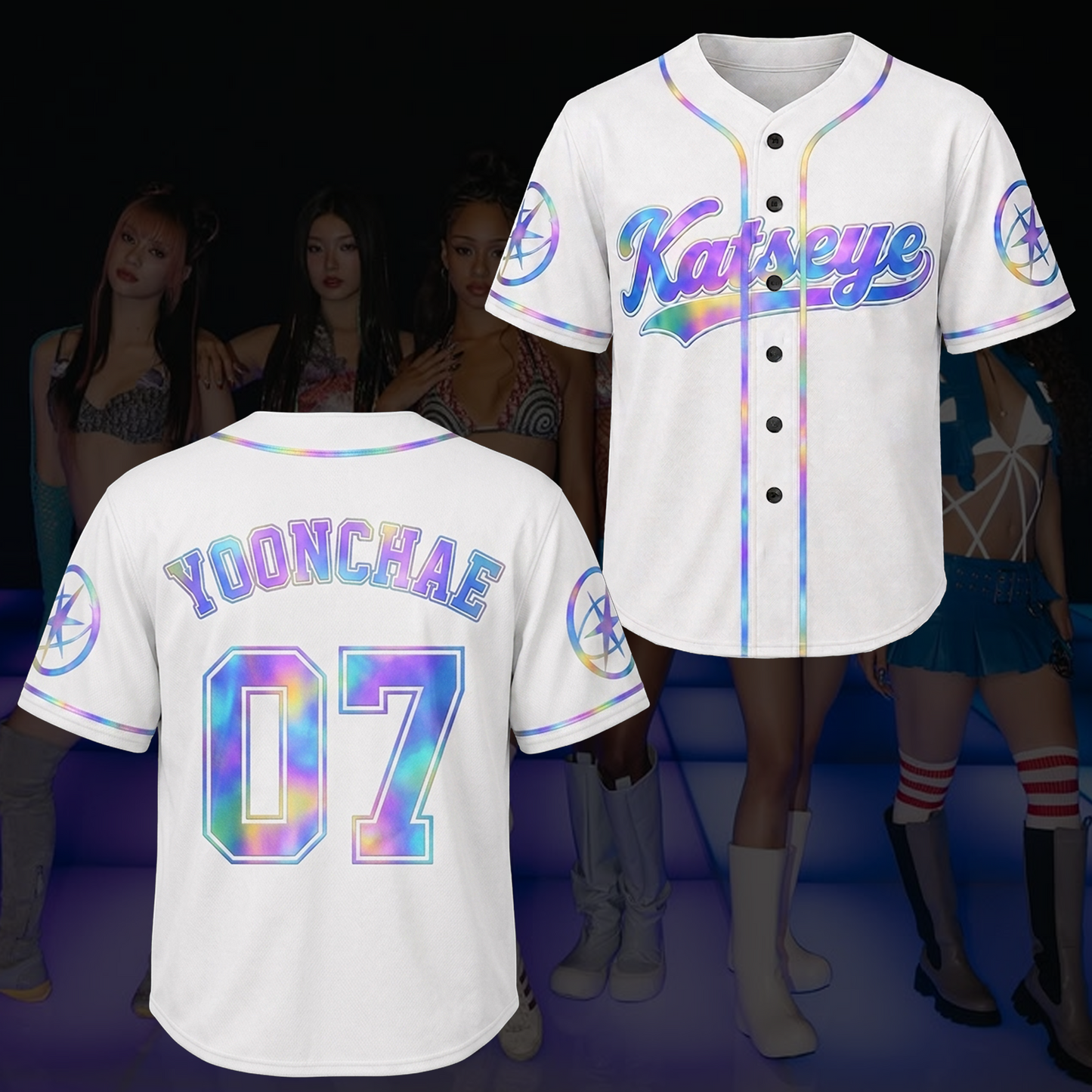 Holographic Katseye The Wildworld Tour Baseball Jersey Eyekon Gifts