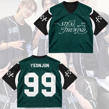 TOMORROW X TOGETHER Steal The Wind Tour Dark Green Gameday Mixed Mesh Jersey For MOA